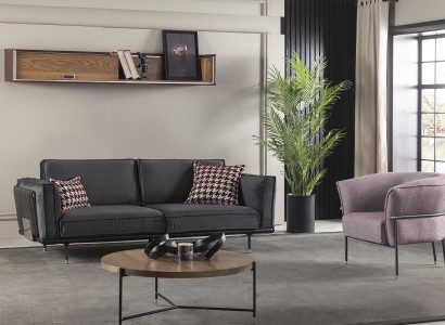Sofa 3+1 Sitz in Grau Moderne Couch Möbel Sofagarnitur Italienische Einrichtung